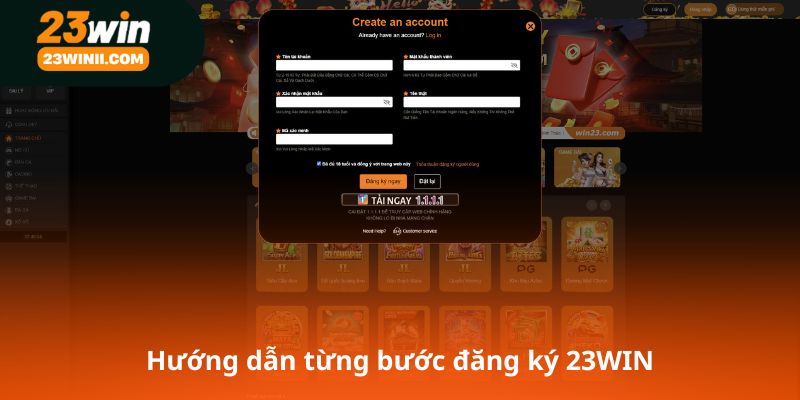 Hướng dẫn từng bước đăng ký 23WIN